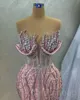 2023 april Aso Ebi Crystals Pärlad prom klänning paljetterad spets sjöjungfruk kväll formell parti andra mottagning födelsedag engagemang klänningar klänningar mantel de soiree zj5268