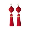 Dangle Earrings 2023 Chinese Year S925 Silver Needle Celebrating Red Bride Lucky Lantern Tassels