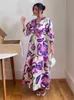 Casual Dresses Print Midi Dress Ruched 34 Sleeve Maxi Dress Women's Fashion Cut Out Pleated A Line Vestidos Summer Elegant Party Dresses 230417