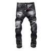 23SS Jeans pour hommes vêtements d'été pour homme trou coton Denim pantalon hommes pantalons décontractés DSQUARE marque Skinny Slim crayon pantalon patchs Patchwork bleu clair bouton fermeture éclair