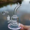 Small Glass Water Pipe Hand Smoking Bong Pipes Shisha Hookah Recycler Dab Rig Bubbler with 14mm Banger