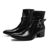 italian military dress boots men pointed toe high heels western styles black double buckle cowboy boots shoes man