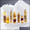 Arts et artisanat Pilier d'énergie en fluorite jaune naturelle Ornements en pierre brute Capacité Tour de quartz Baguettes de guérison minérale Reiki Cristal Ottos