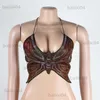 Zbiorniki damskie Camis Diamonds Butterfly Camisole Kobiety seksowne plony