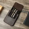 Pencil Bags CONTACT'S FAMILY Handmade Fountain Pen Case Leather For Men Women Holder Pen Pouch Retro Pen Box Organizer Boys Girls School 230417