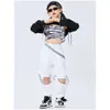 Stage Wear 2023 Jazz Dance Performance Costumes pour enfants Black Crop Tops Pantalon blanc lâche Costume Filles Hip Hop Vêtements DQS8212 Drop Del Dhujg