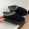 Tasman -laarzen kastanje ontwerper bont schapenvacht laarsjes voor vrouwen Australië ultra mini -platform dia sneeuwschoenen winter slippers disquette schoenen