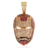24k Gold Plated Iced Out Big Iron Men Necklace Pendant Micro Paled Cubic Zircon Charm Bling Bling Hip Hop Jewelry292i