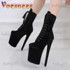 Boots Autumn and Winter Fashion Pole Dance Show Shoes 20cm Hate Sky High Flock Mid-Calf Boots Women Sexig Platform Zipper High Heels T231117