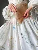 Robes décontractées élégant imprimé fleuri robe mi-longue femmes en mousseline de soie à manches longues épaules dénudées princesse Vintage Style français Fairycore doux