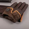 Five Fingers Gloves Gours Winter Men's Genuine Leather Gloves Brand Touch Screen Gloves Fashion Warm Black Gloves Goatskin Mittens GSM012 231117