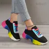 Klänningskor kvinnliga plattform kilar sneakers spring höst blandade färger pappa skor runda huvud löpande tränare zapatilla de mujer t231117