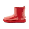 2024 Classic Clear Mini Boots Designer kasztanowy Naturalny futra marmurowa biała czarna pyłek czerwona platforma zamszowy Upper Luksusowe zimowe skórzane bootki śnieżne bootki śnieżne