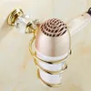 Bathroom Shelves Brass Crystal Bathroom Wall Shelf Wall mounted Hair Dryer Storage Hairdryer Support Spiral Stand Holder HK-36317N