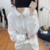 Women's Blouses Dark Green Shirt Casual Lady Spring Korean Fashion Women's Loose Design Solid Color Lace Top Basic Blouse