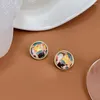 Boucles d'oreilles design demi-boule de verre mode fleur colorée ronde en forme d'oreille bijoux cadeaux de fête pour femmes filles