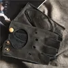 Gants à cinq doigts Gours Hiver Gants sans doigts en cuir véritable pour hommes Noir Demi-doigt Gym Entraînement Fitness Conduite Véritable Gants en peau de vache GSM046 231117