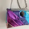 Kurt Geiger Mini Kensington axelväskor riktiga handväska Rainbow Micro Fiber Leather Eagle Head Luxury Deigner Bag Cross Body Purse med full