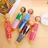 Cartoon Doll Design Ballpoin Pen School Rewards Supplies Students Kawaii Blue Rollerball Big Writing Stationery Kid Toy