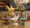 Utmärkt saga Aladdin Magic Lamp rökelse brännare Vintage Retro Tea Pot Genie Lamp Aroma Stone Home Ornament Metal Craft1425139