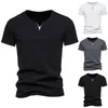 Men's T Shirts Men's T-shirt Slim Fit V-neck Short Sleeve Casual Polyester Cotton Top Summer Fashion Basic Large Size