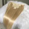 613 Clip ondulata diritta serica nelle estensioni dei capelli 100 g/lotto La migliore vendita Grezza Vergine Peruviana Brasiliana Malese Indiana 100% Tessuti di capelli umani Remy