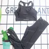 Alfabetet tryck Vest Pants Set Yoga Övning Vest Kvinnor Yoga kläder utomhus träning leggings