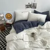 Zestawy pościeli Czarny zestaw dla chłopców dziewcząt sypialnia zmyta bawełniana kołdra poduszka poduszka łóżka prosta blacha do łóżka mody 231116