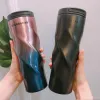 Starbucks Spiral Cup Gradient Color Water Cup stor kapacitet utomhus bärbart rostfritt stål Isoleringskopp Luxur Designer Car Cup401-500ml