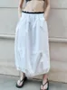 Skirts Women's Skirt 2023 Summer All-match Elastic Waist Button Decoration Mid-length White