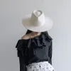 100% laine 9.5cm grand bord Jazz haut-de-forme automne hiver mode femme décontracté fête forme Concave Fedora chapeaux Sombreros De Mujer