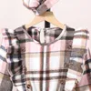 Robes de fille Robe d'automne Enfants Filles 8 11 ans Marron Rose Plaid Béret à manches longues pour des vacances élégantes 231117