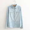 Blouses -shirts voor dames herfst lange mouwen casual denim shirt vrouwen mode slanke katoenen dames shirt plus maat blauw jeans tops blouse feminina 230417