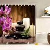 Dafield Badkamer Accessoires Spa Decor Douchegordijn Set Orchidee Bloem Stenen Print Badkamer Accessoires Gordijn Douche T200711282l