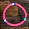 Strand z koralikami surfer heishi stosowne bransoletki dla kobiet Rainbow winyl z koralikami stretch przyjaźń bohemian letnie prezenty na plażę Drop d d dh8e4