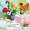 Other Toys DIY Butterfly Insect Potted Plant Bonsai Flower Block Rose Decoration Mini Building Block Figure Plastic Toy Gift Kids Girls 231116