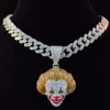 Men Women Hip Hop Movie Clown Pendant Necklace With 13mm Miami Cuban Chain Iced Out Bling HipHop Necklaces Male Charm Jewelry2360