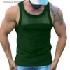 Men's Tank Tops Tank Top For Men Lace Hollow Out Sleeveless Shirts Summer Mens Clothing Slim Fit Gym Clothes Workout Solid Color Vest Tops 2022 T230417