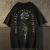 T-shirts pour hommes T-shirts de mode rétro européenne et américaine à manches courtes noir rose lâche ins haut de style sombre à la mode pour les étudiants masculins 230417