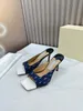 Sandali con tacco alto patchwork da donna in vera pelle PVC suola larga design a punta Temperamento elegante Scarpe da credenza Taglia standard 35-41