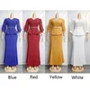 Ethnic Clothing 2 Piece Set Elegant African Dresses For Women Beaded Tops Skirt Dashiki Evening Wedding Party Dress Kaftan Abaya Outfits