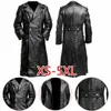 Mäns päls faux mäns tyska klassiker WW2 Militär enhetlig officer Black Leather Trench Coat 231116