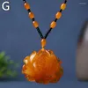 Pendant Necklaces Vintage Ethnic Style Amber Color Resin Necklace Men Women Party Casual Choker Beads Rope Sweater Chain Luck Jewelry Gift