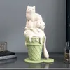 装飾的なオブジェクトの図形Artlovin Ice Cream Cat Cat Sculpture for Bookcase Shelfモダンホームルーム装飾クリエイティブアニマルフィギュアベストギフトNew Y23