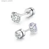 Stud New Aço Inoxidável Unisex Mulheres Homens Duplo Cristal Zircon Ear Studs Parafuso Brincos Piercings Moda Não-alérgica Body JewelryL231117