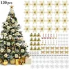 Decorações de Natal 120 PCS / 1 conjunto Enfeites de árvore de Natal Flores artificiais de Natal Arcos Sinos Flocos de neve Pequeno clipe de cana para festa de casamento 231117