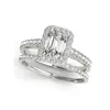 Anneaux de mariage LESF Luxe 925 Sterling Argent 4 Ct Émeraude Diamant Ensembles Pour Femmes Cadeau 231117