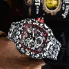 Super Luminous Montre de Luxe Fulll Funkcjonalne męskie zegarek Wysokiej jakości automatyczne grawerowanie szkieletu Silikon Silikonowy Pasek 318Y