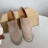 Kledingschoenen Italië Suede kalfslin walk loafers voor winter vrouwen naakt slip op ronde teen drijven gesp. Casual fla 230417