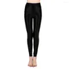 Women's Leggings Dames Solid Color Slim For Women Smooth zie door hoge uitgerekte vrouwelijke Sport Dance Yoga Bottoms Glossy strakke broek